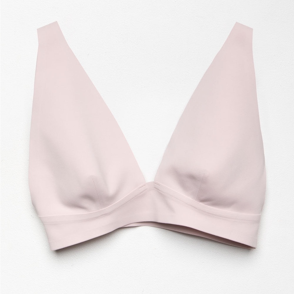 NWT Free People Soft Scuba ERIN Neo Plunge Bralette XS Pink Triangle Crop Top - Picture 5 of 6